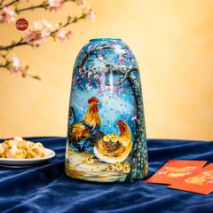 Bình Hoa Dáng Chuông Họa Tiết Đàn Gà Mùa Xuân