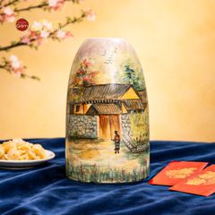 Bình Hoa Dáng Chuông Họa Tiết Ngôi Nhà Xưa