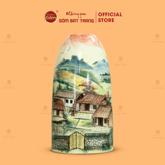 Bình Hoa Dáng Chuông Họa Tiết Làng Quê