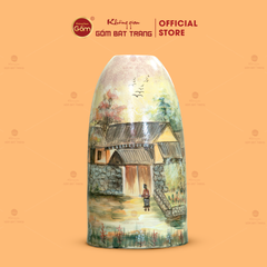 Bình Hoa Dáng Chuông Họa Tiết Ngôi Nhà Xưa