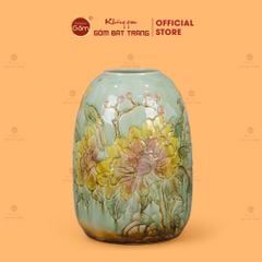 Bình Hoa Dáng Chuông Khắc Hoa Mẫu Đơn