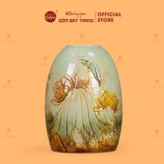 Bình Hoa Dáng Chuông Khắc Nổi Hoa Sen