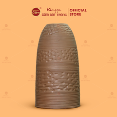 Bình Hoa Dáng Chuông Nâu Đất Vân Khắc Thủ Công