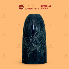 Bình Hoa Dáng Chuông Tráng Men Khắc Hoa Lá