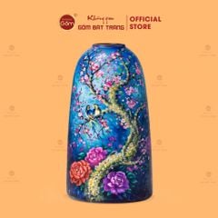 Bình Hoa Dáng Chuông Vẽ Tay Họa Tiết Chim Én Hoa Màu