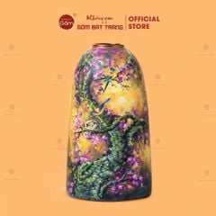 Bình Hoa Dáng Chuông Vẽ Tay Họa Tiết Hoa Đào Én
