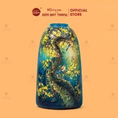 Bình Hoa Dáng Chuông Vẽ Tay Họa Tiết Hoa Mai Én