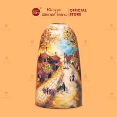 Bình Hoa Dáng Chuông Vẽ Tay Họa Tiết Phố Cổ
