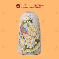 Bình Hoa Dáng Chuông Vẽ Tay Họa Tiết Sen Cá Chép