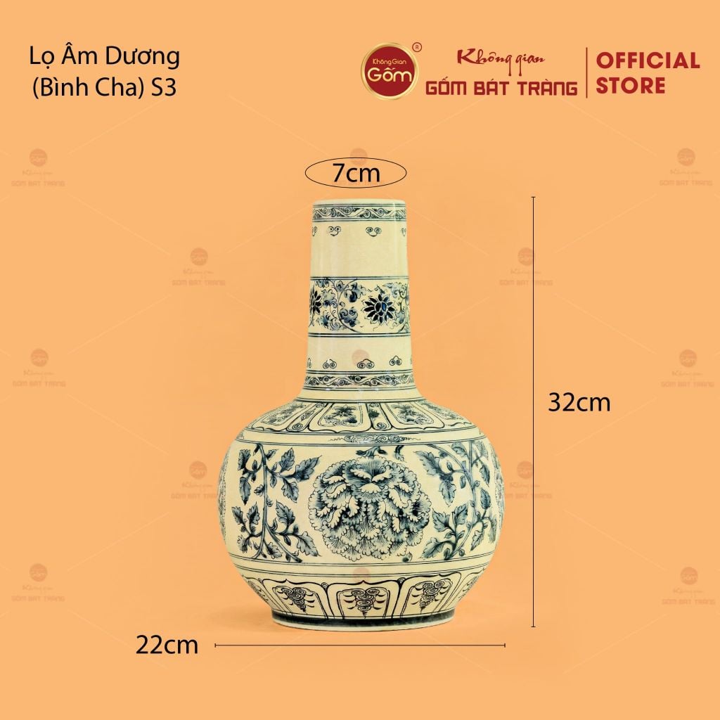 Bình Hoa Lam Âm Dương Cha