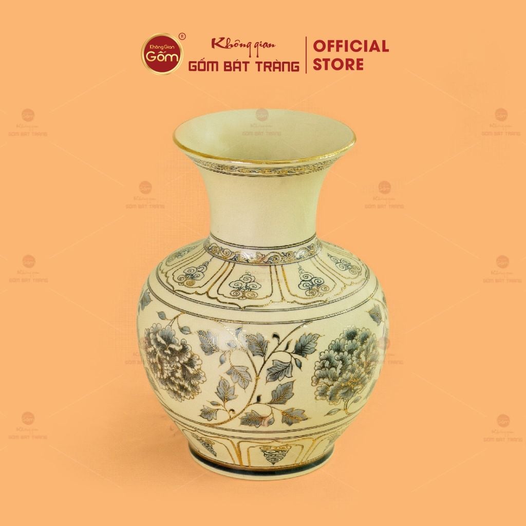 Bình Trường Phúc Hoa Phù Dung Vẽ Vàng