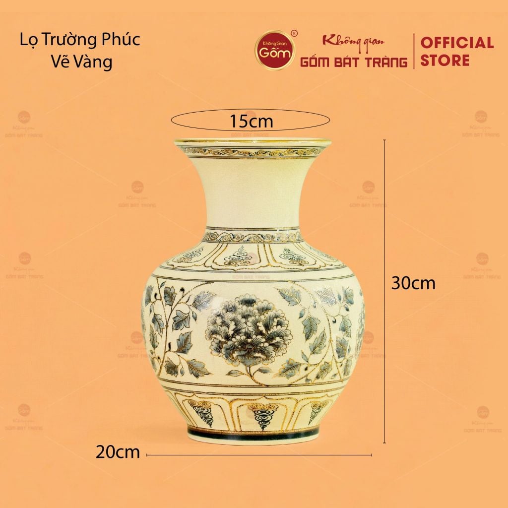 Bình Trường Phúc Hoa Phù Dung Vẽ Vàng