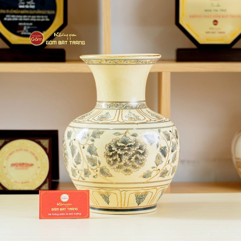 Bình Trường Phúc Hoa Phù Dung Vẽ Vàng