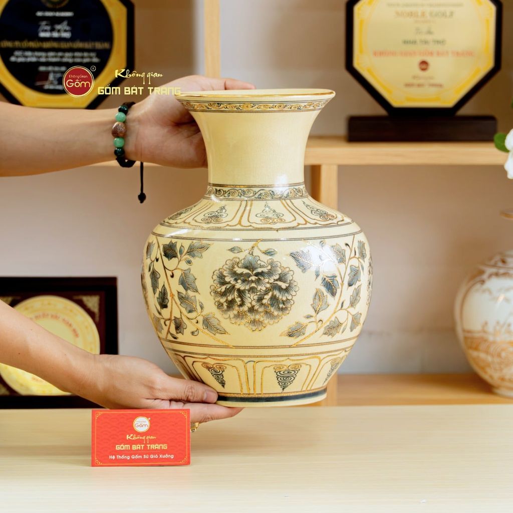 Bình Trường Phúc Hoa Phù Dung Vẽ Vàng