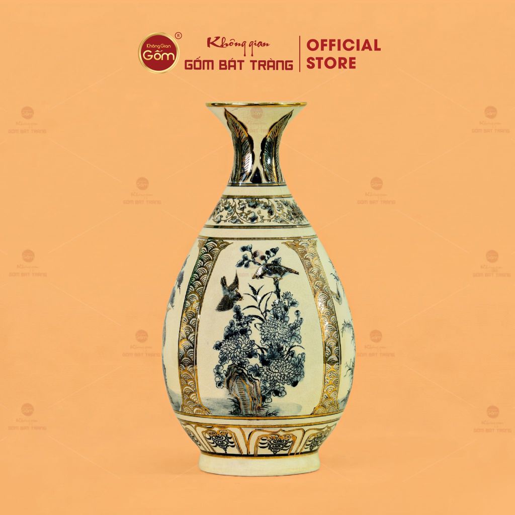 Bình Tứ Cảnh Âm Dương Mẹ Vẽ Vàng