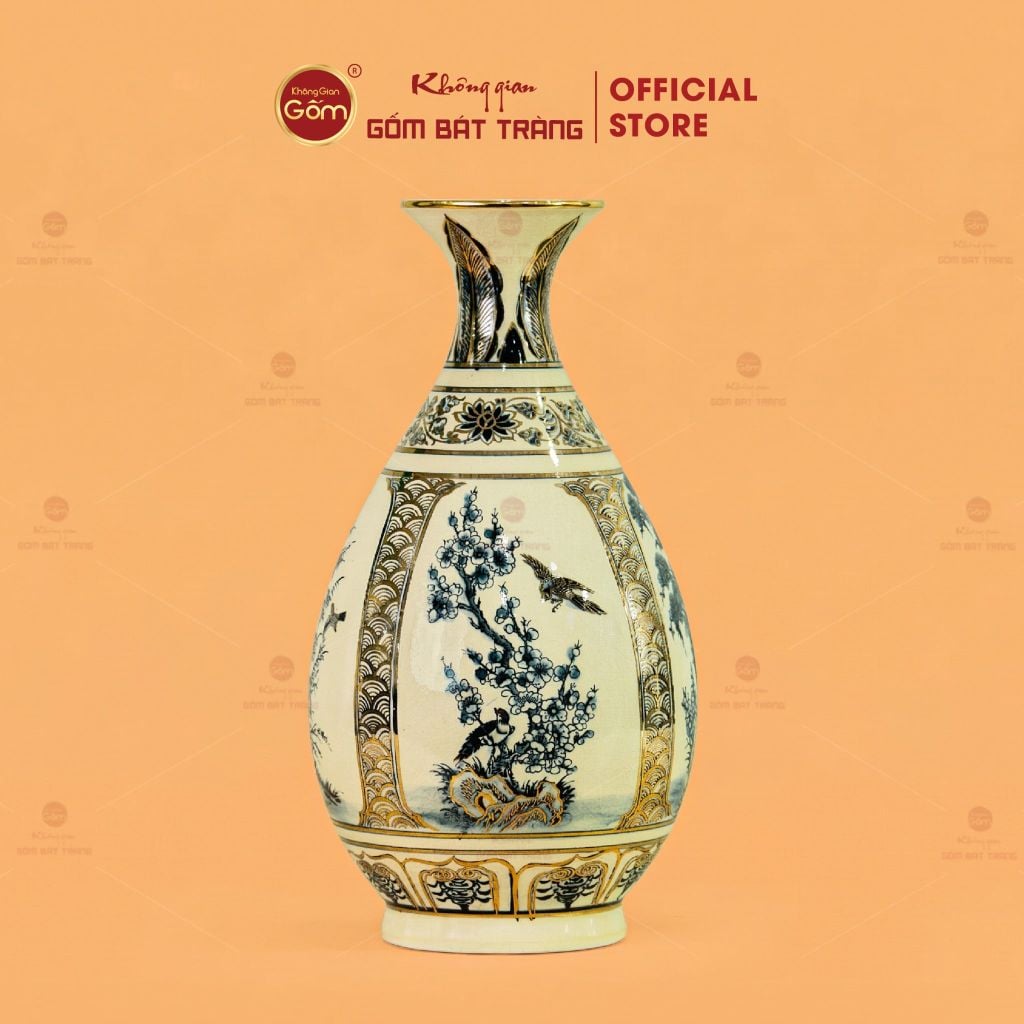Bình Tứ Cảnh Âm Dương Mẹ Vẽ Vàng