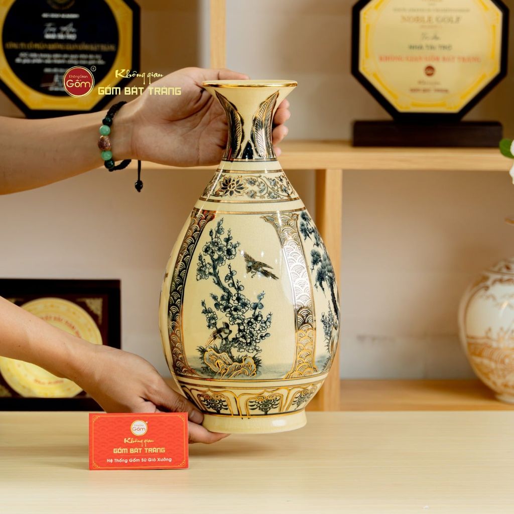 Bình Tứ Cảnh Âm Dương Mẹ Vẽ Vàng