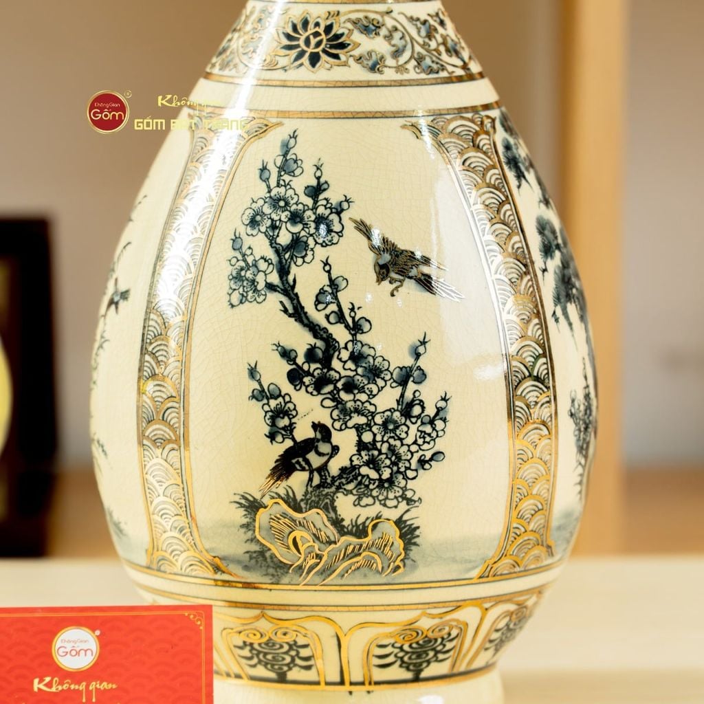 Bình Tứ Cảnh Âm Dương Mẹ Vẽ Vàng