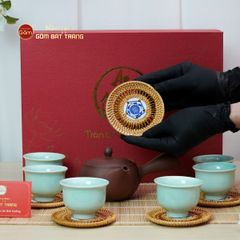 Bộ Ấm Chén An Thổ Túc Quai Ngang (Chén Men Tro)