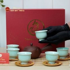 Bộ Ấm Chén An Thổ Túc Quai Ngang (Chén Men Tro)