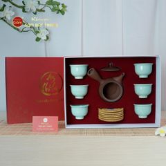 Bộ Ấm Chén An Thổ Túc Quai Ngang (Chén Men Tro)