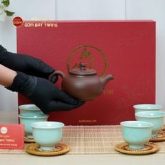 Bộ Ấm Chén An Thổ Túc Trăng To (Chén Men Tro)