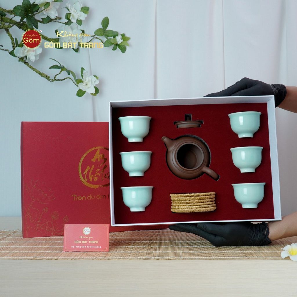 Bộ Ấm Chén An Thổ Túc Trăng To (Chén Men Tro)