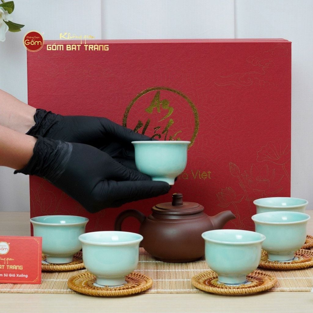 Bộ Ấm Chén An Thổ Túc Trăng To (Chén Men Tro)