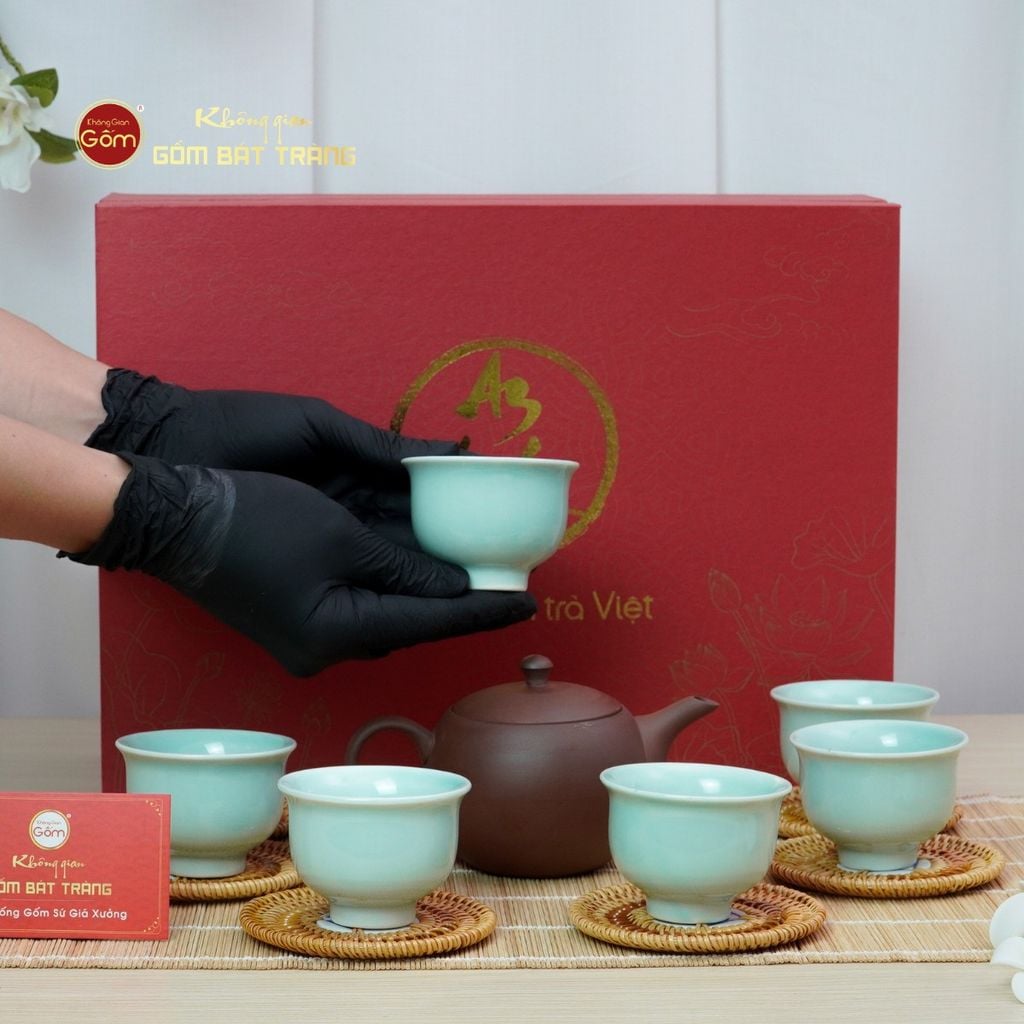 Bộ Ấm Chén An Thổ Túc Trăng To Dáng Mới (Chén Men Tro)