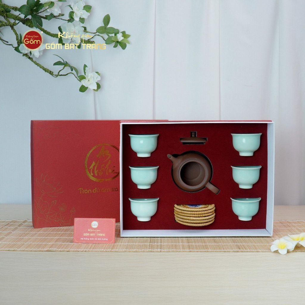 Bộ Ấm Chén An Thổ Túc Trăng To Dáng Mới (Chén Men Tro)