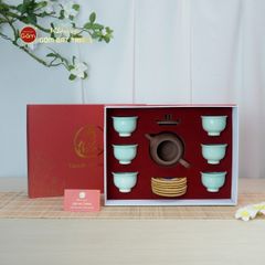 Bộ Ấm Chén An Thổ Túc Trăng To Dáng Mới (Chén Men Tro)