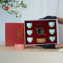 Bộ Ấm Chén An Thổ Túc Trăng To Dáng Mới (Chén Men Tro)