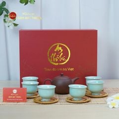 Bộ Ấm Chén An Thổ Túc Trăng To Dáng Mới (Chén Men Tro)