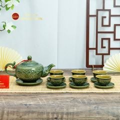 Bộ Ấm Chén Khắc Nổi Hoa Phù Dung