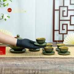 Bộ Ấm Chén Khắc Nổi Hoa Phù Dung