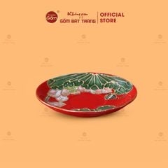 Bộ Ấm Chén Queen Đỏ Hoa Sen Đắp Nổi Vẽ Vàng