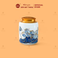 Bộ Ấm Chén Queen Trắng Hoa Sen Tím Đắp Nổi Vẽ Vàng