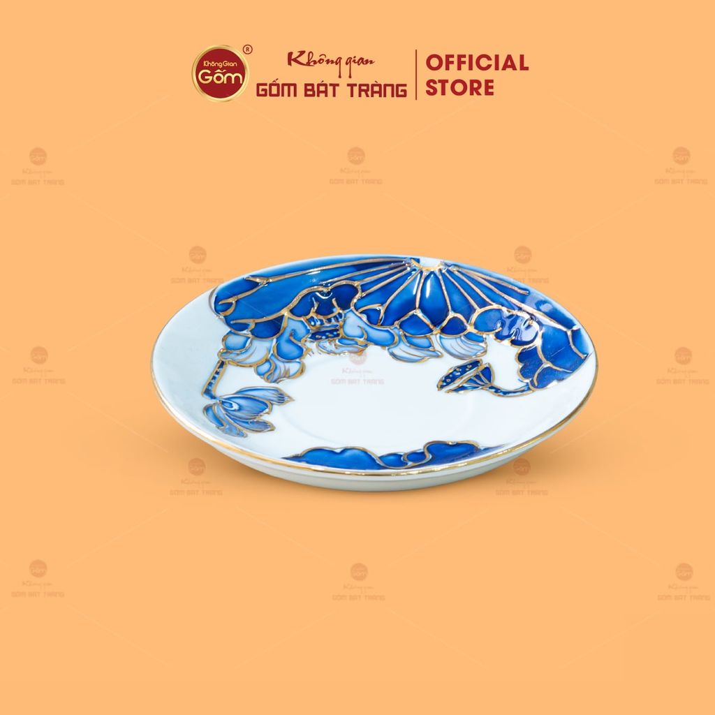 Bộ Ấm Chén Queen Trắng Hoa Sen Tím Đắp Nổi Vẽ Vàng