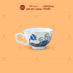 Bộ Ấm Chén Queen Trắng Hoa Sen Tím Đắp Nổi Vẽ Vàng