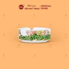 Bộ Ấm Chén Queen Trắng Hoa Sen Xanh Đắp Nổi Vẽ Vàng