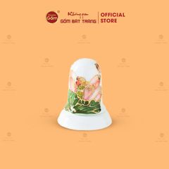 Bộ Ấm Chén Queen Trắng Hoa Sen Xanh Đắp Nổi Vẽ Vàng