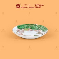 Bộ Ấm Chén Queen Trắng Hoa Sen Xanh Đắp Nổi Vẽ Vàng