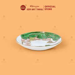 Bộ Ấm Chén Queen Trắng Hoa Sen Xanh Đắp Nổi Vẽ Vàng