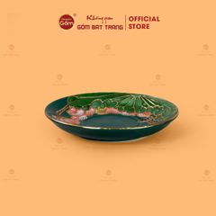 Bộ Ấm Chén Queen Xanh Lá Hoa Sen Đắp Nổi Vẽ Vàng