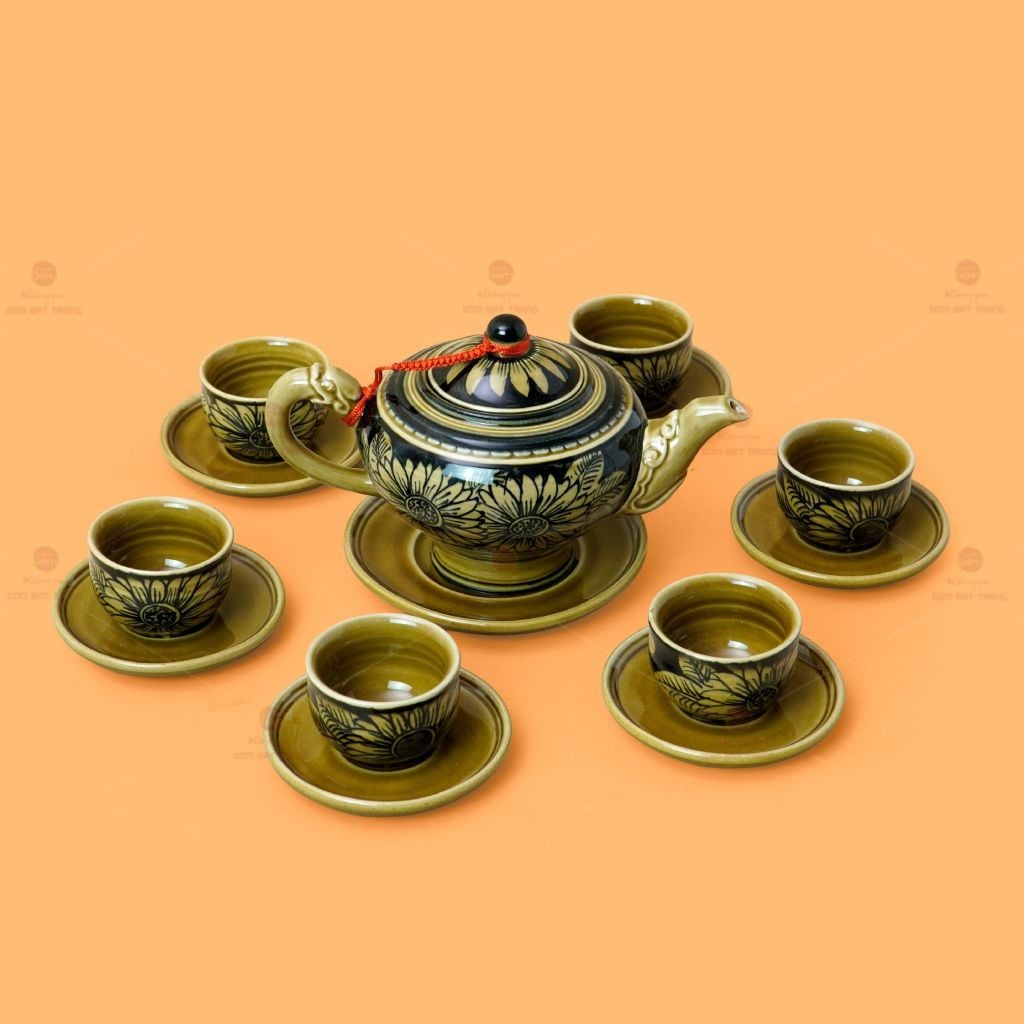 Bộ Ấm Chén Vẽ Tay Hoa Hướng Dương