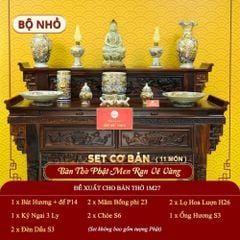 [Set Cơ Bản] Bộ Đồ Thờ Phật Men Rạn Vẽ Vàng (11 món)