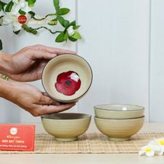 Bát Cơm Hoa Sứ Đỏ