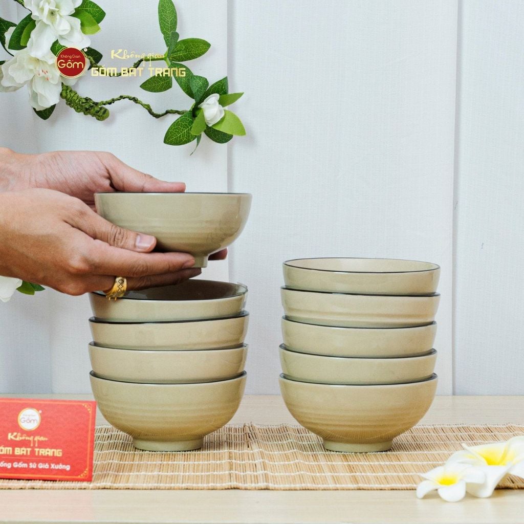 Bộ Bát Cơm Hoa Sứ Đỏ