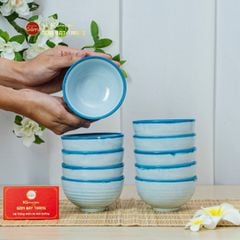 Bộ Bát Cơm Men Biển Xanh Cát Trắng