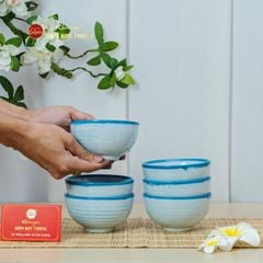 Bộ Bát Cơm Men Biển Xanh Cát Trắng